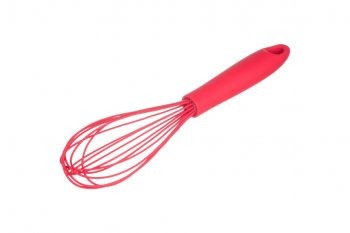 Batedor Manual Fio Silicone c/ Cabo em PP Vermelho 31cm